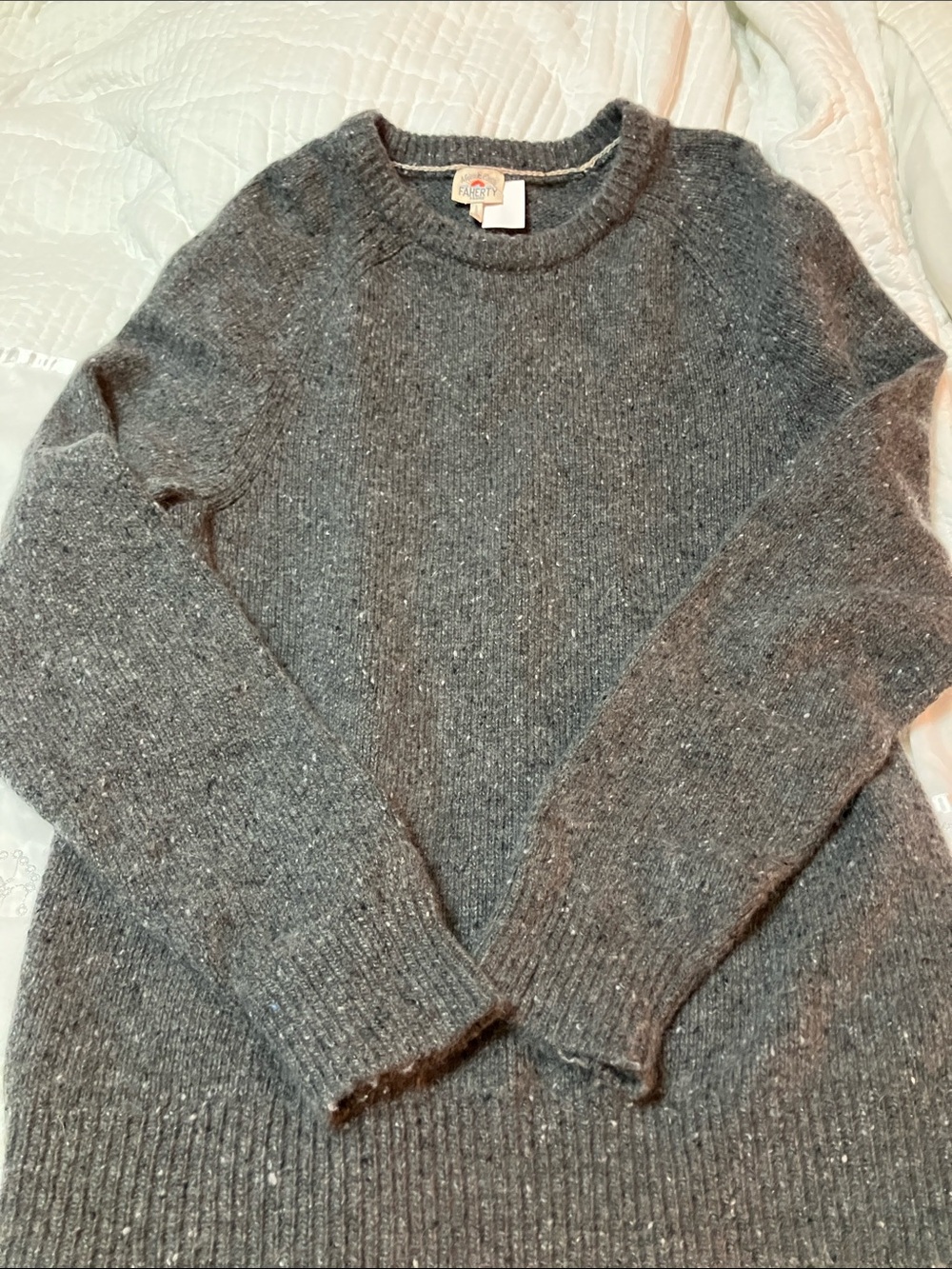 Faherty Heathered Dark Gray Crewneck Pullover